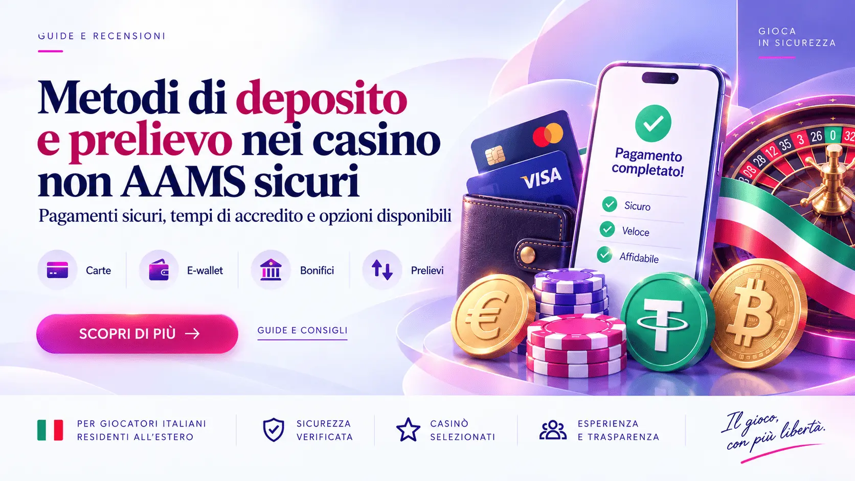 Metodi di deposito e prelievo nei casino non AAMS sicuri